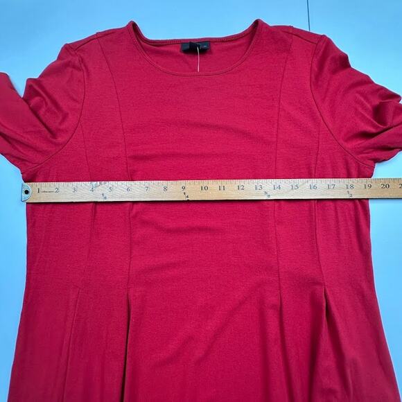 J Jill Top Womens Medium Red Tunic Long Sleeve Stretch Minimalist Comfort Career - Picture 9 of 12